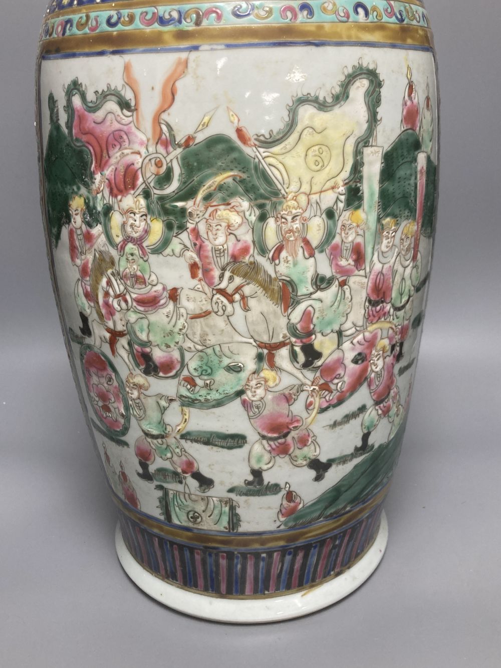 A large 19th century Chinese famille rose vase, painted with figures, 58cm